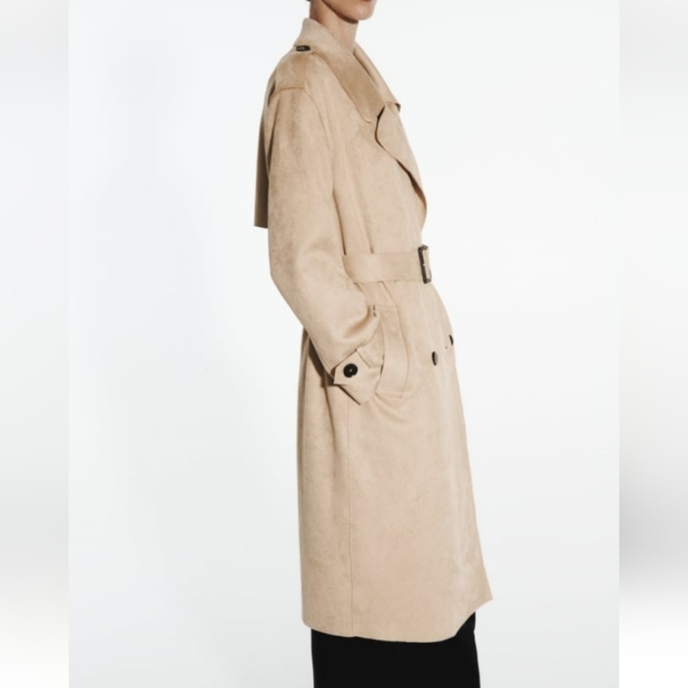Zara faux Suede Trench Coat - Picture 8 of 11